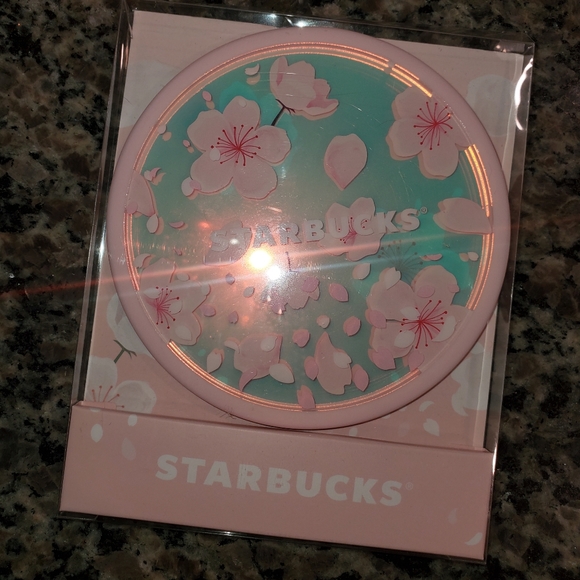 Starbucks Korea 22 Cherry Blossom Acrylic coaster w/ Aurora effect - Picture 2 of 6